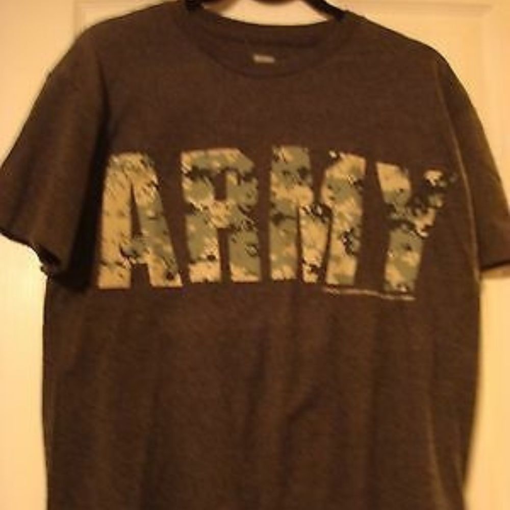 U.S. ARMY CAMO LETTERING MEN'S GRAY T-SHIRT NEW
